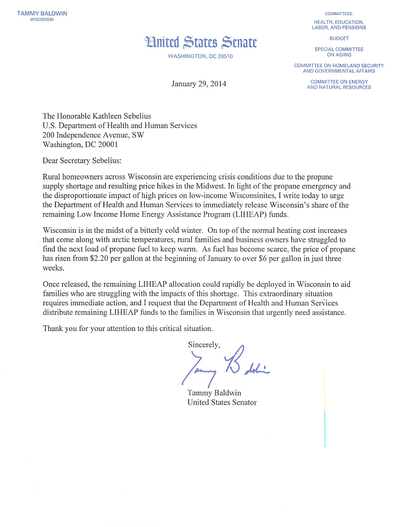 Release Of Funds Letter from www.baldwin.senate.gov